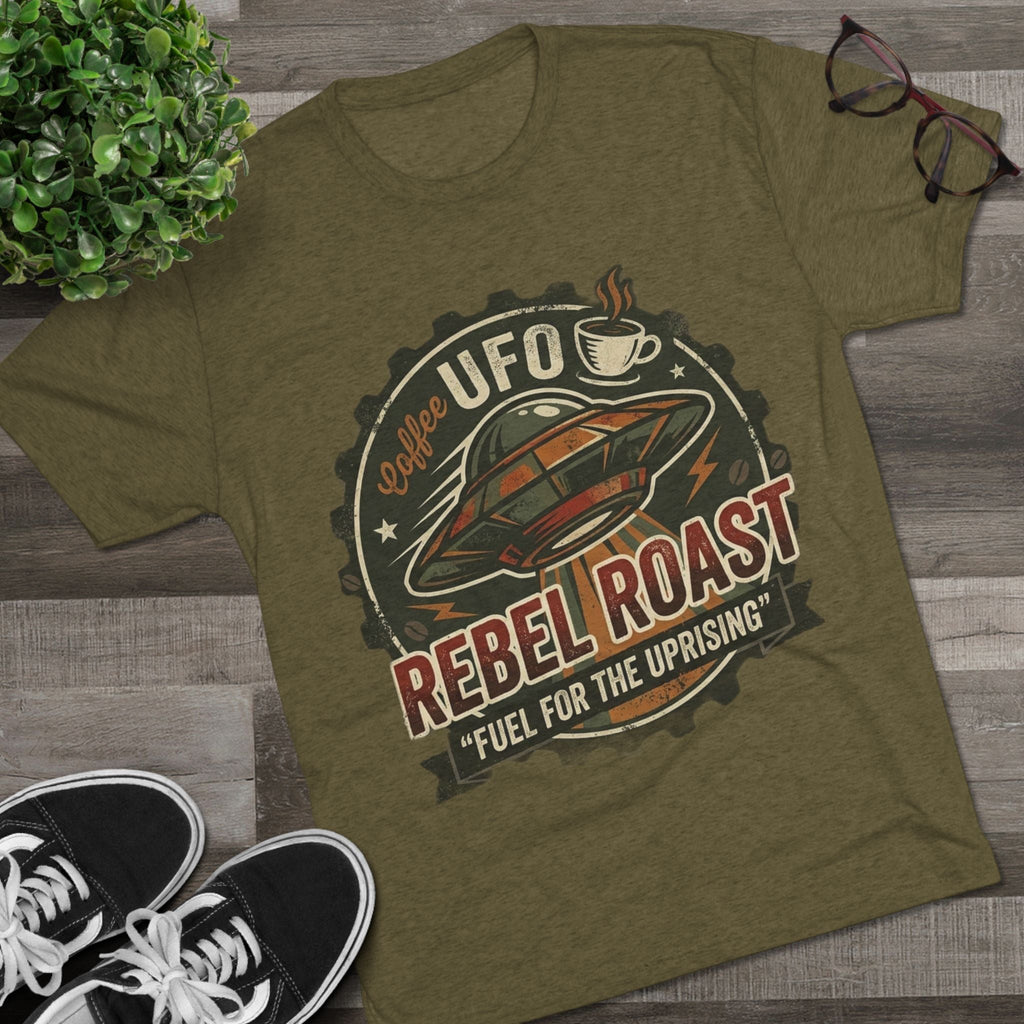 Rebel Roast UFO Coffee Tee — Vintage Space Coffee Shirt Printify