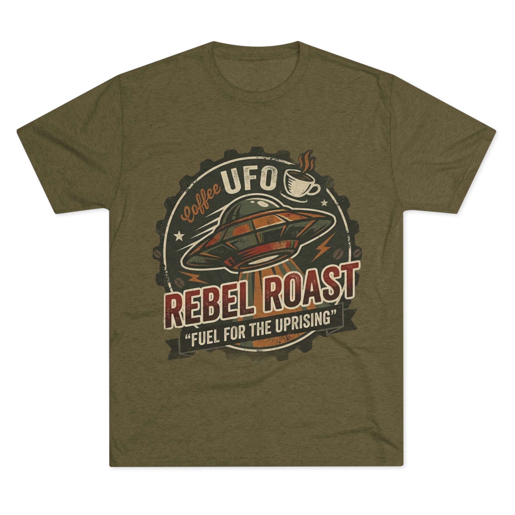 Rebel Roast UFO Coffee Tee — Vintage Space Coffee Shirt Printify