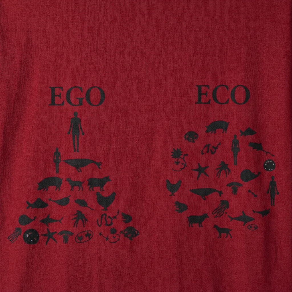 Red Garment Dye Tee — Design Close-Up