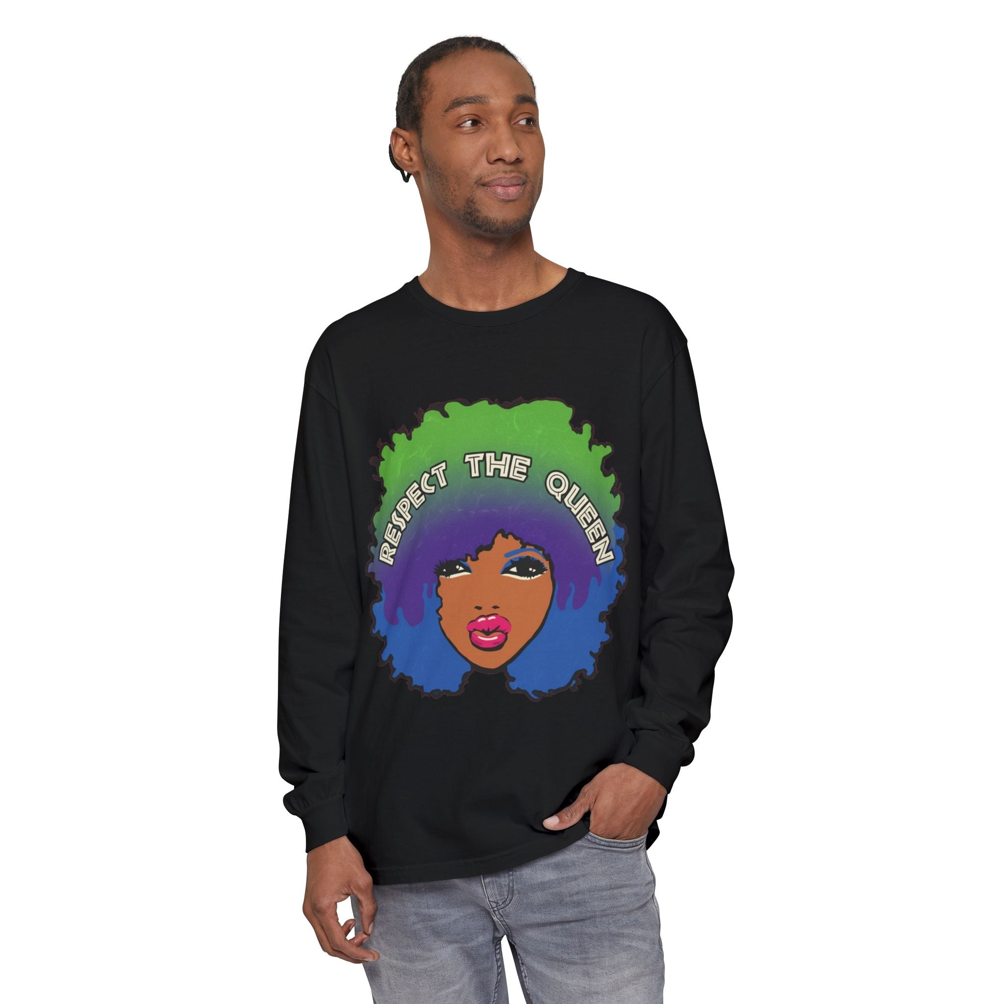 Respect The Queen Long Sleeve Tee — Afrocentric Graphic T-Shirt