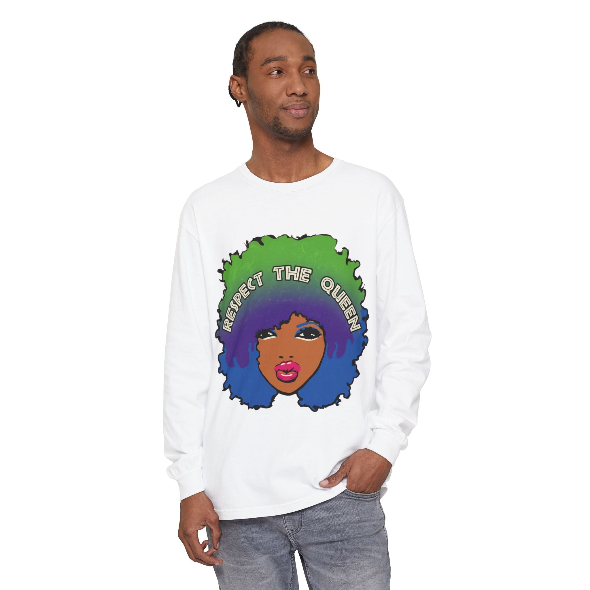 Respect The Queen Long Sleeve Tee — Afrocentric Graphic T-Shirt