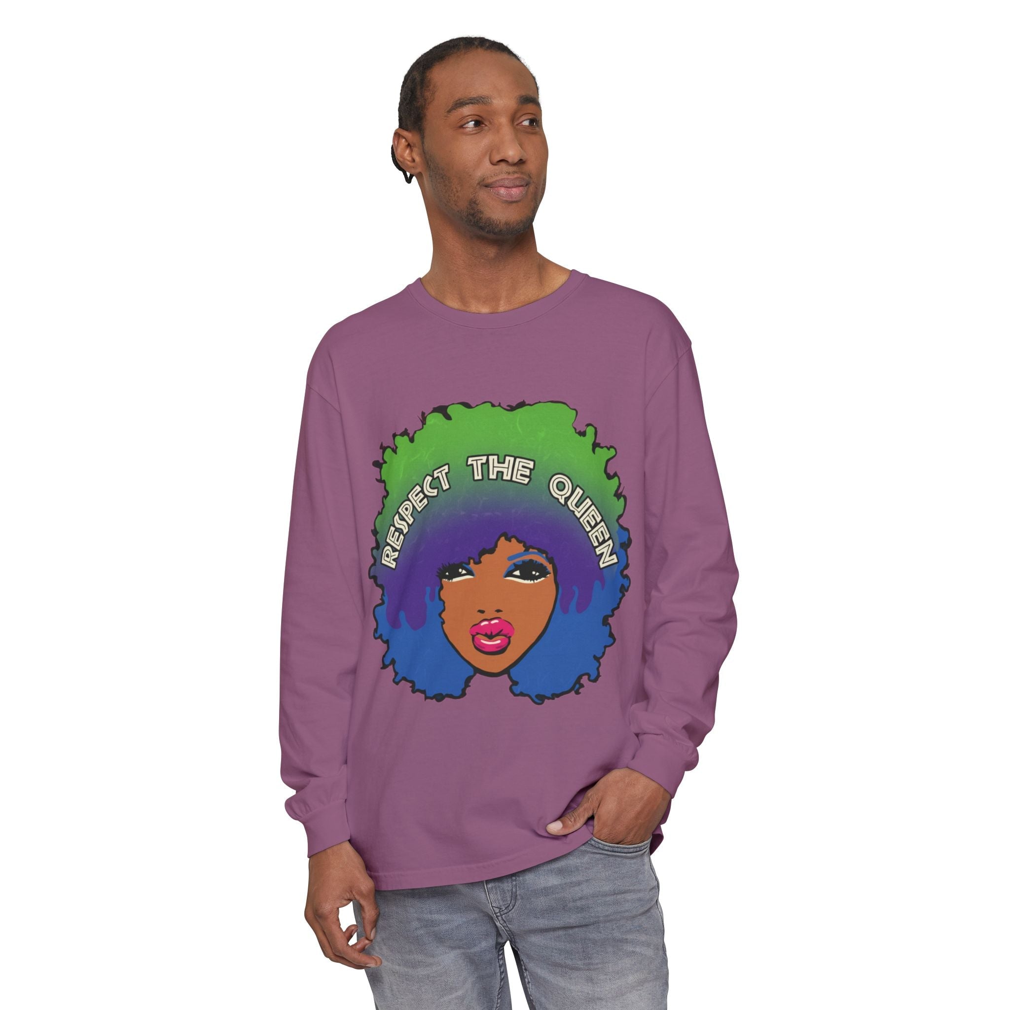 Respect The Queen Long Sleeve Tee — Afrocentric Graphic T-Shirt