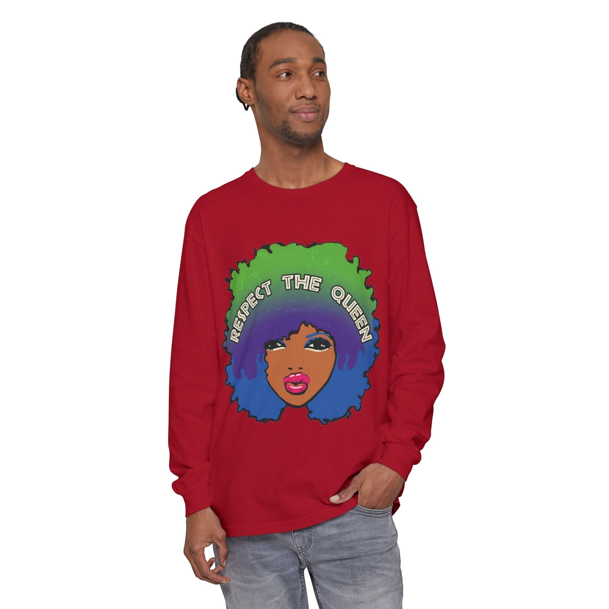 Respect The Queen Long Sleeve Tee — Afrocentric Graphic T-Shirt