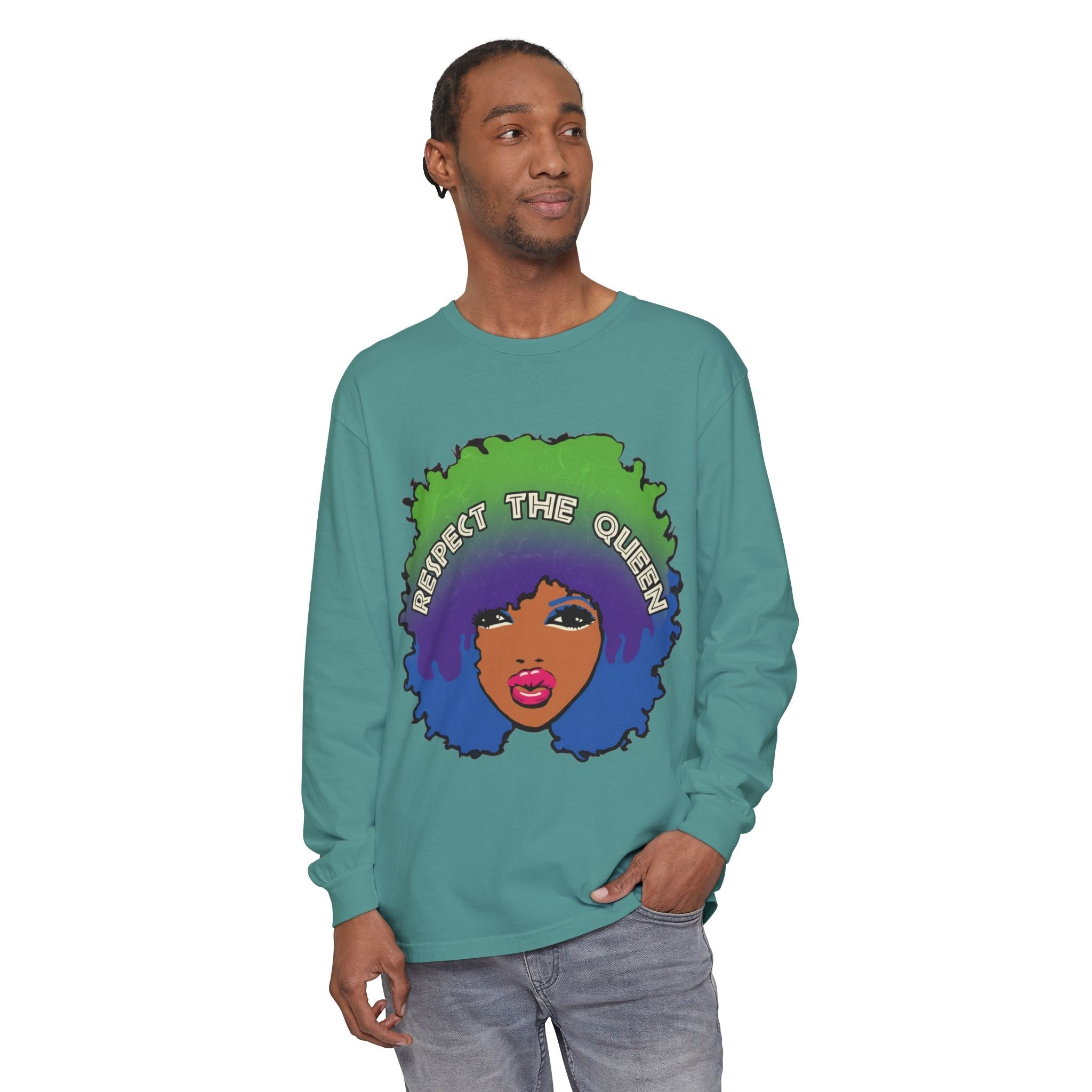 Respect The Queen Long Sleeve Tee — Afrocentric Graphic T-Shirt