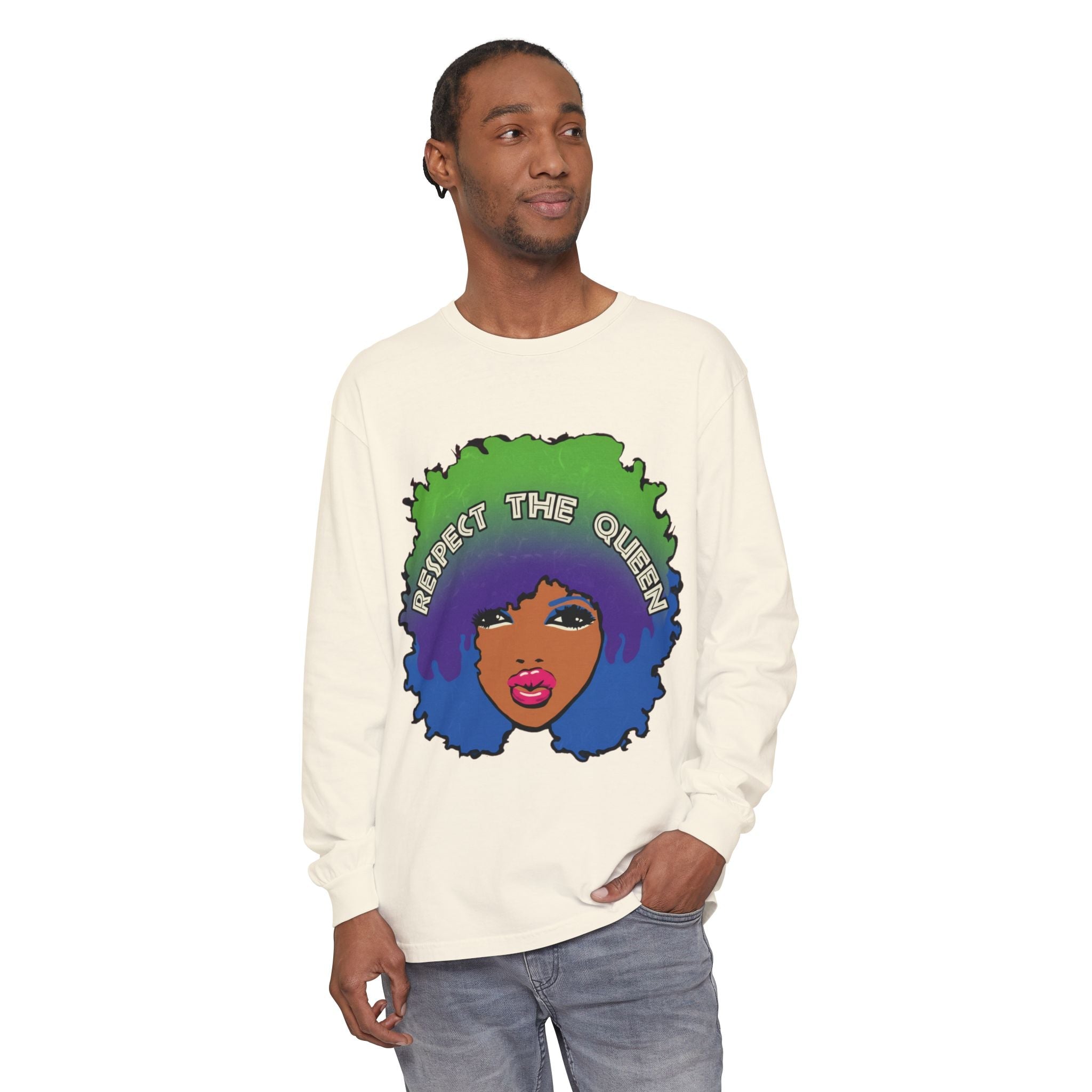 Respect The Queen Long Sleeve Tee — Afrocentric Graphic T-Shirt