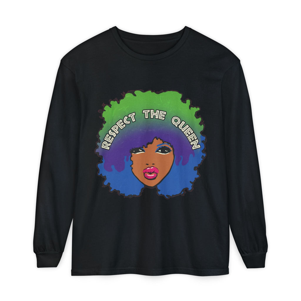 Respect The Queen Long Sleeve Tee — Afrocentric Graphic T-Shirt