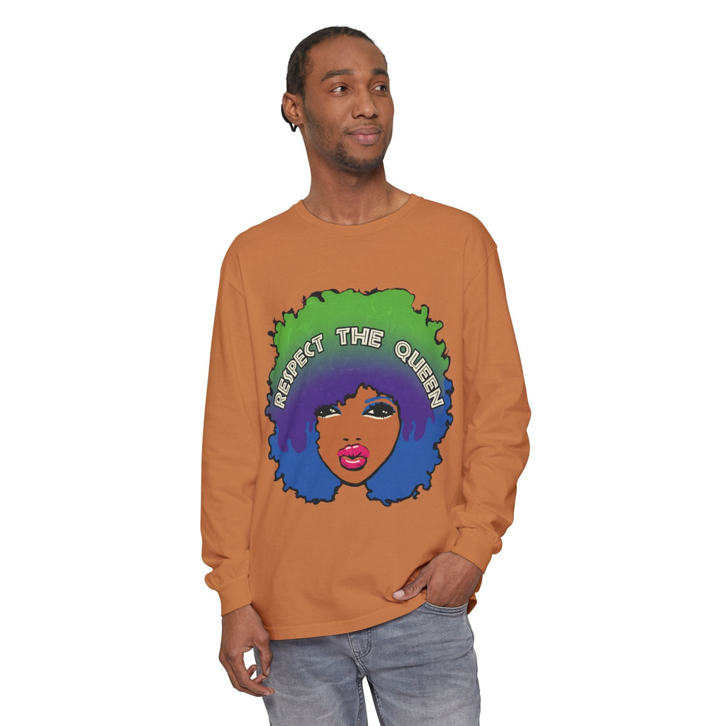 Respect The Queen Long Sleeve Tee — Afrocentric Graphic T-Shirt