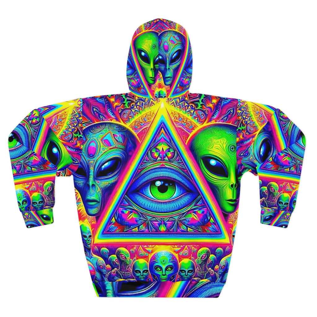 Retro Alien Pullover Hoodie — Cosmic Signal Edition Printify