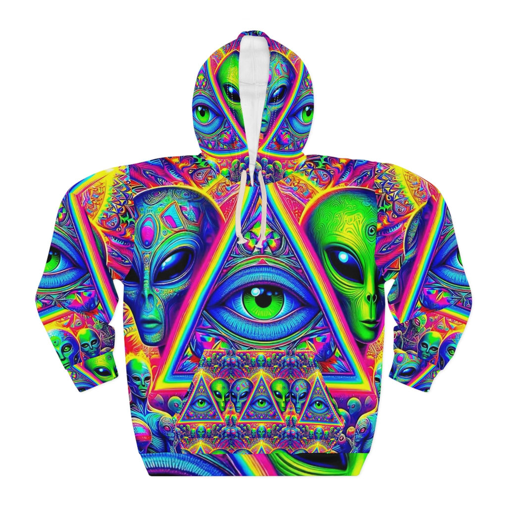 Retro Alien Pullover Hoodie — Cosmic Signal Edition Printify