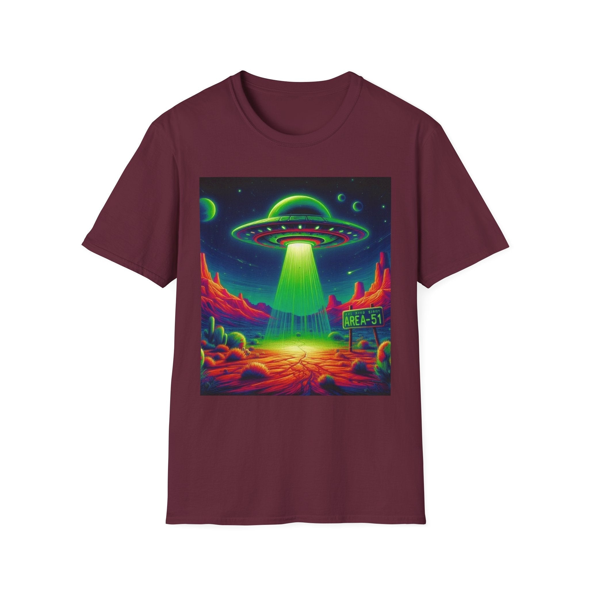 Retro Alien Utopia Tee – Area 51 UFO Graphic Shirt Printify