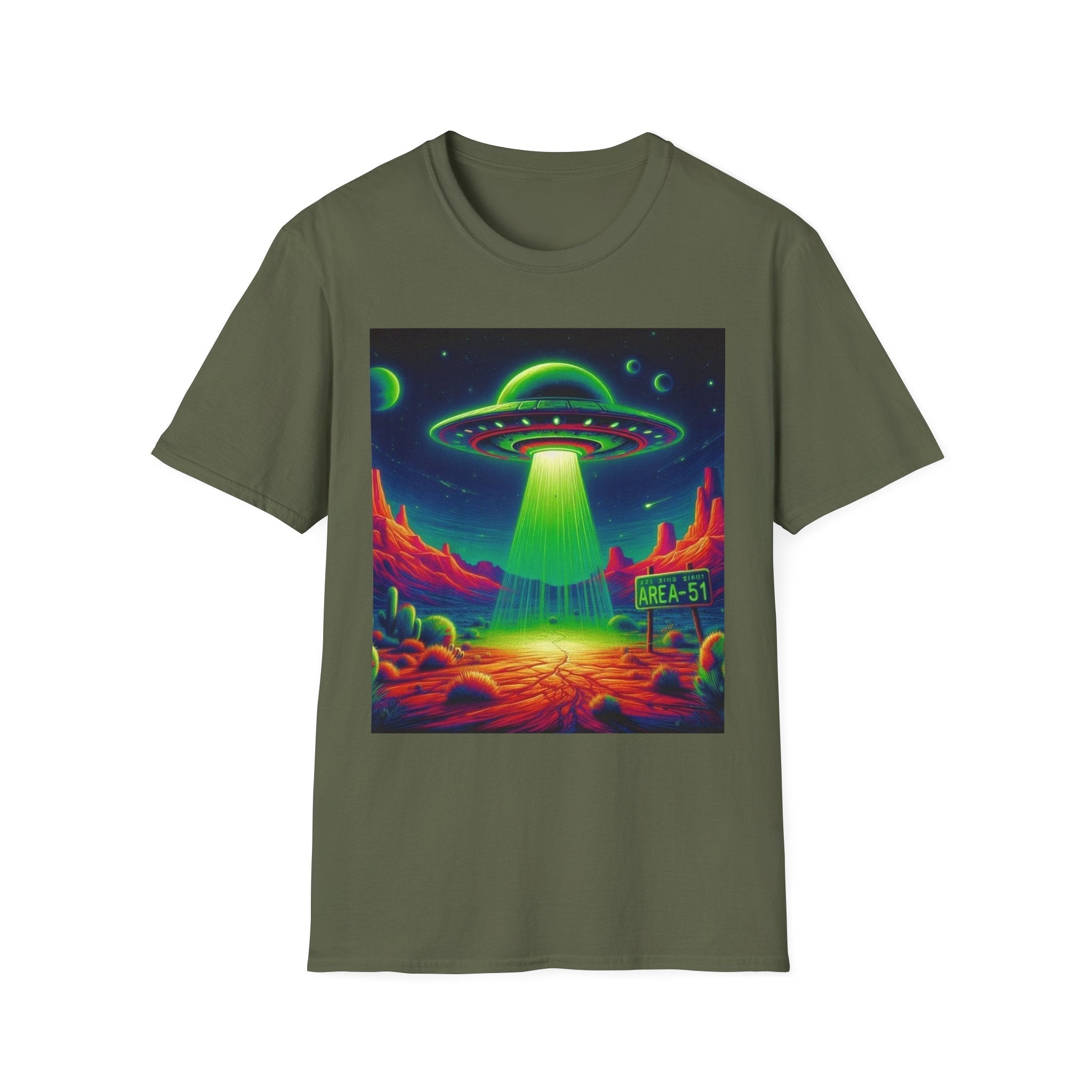 Retro Alien Utopia Tee – Area 51 UFO Graphic Shirt Printify