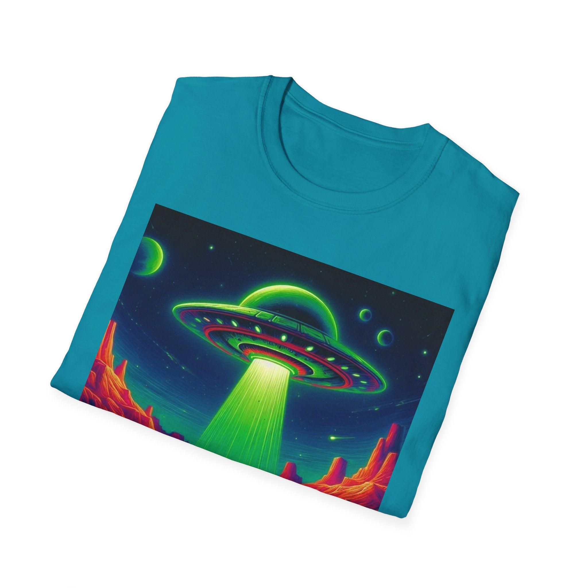 Retro Alien Utopia Tee – Area 51 UFO Graphic Shirt Printify