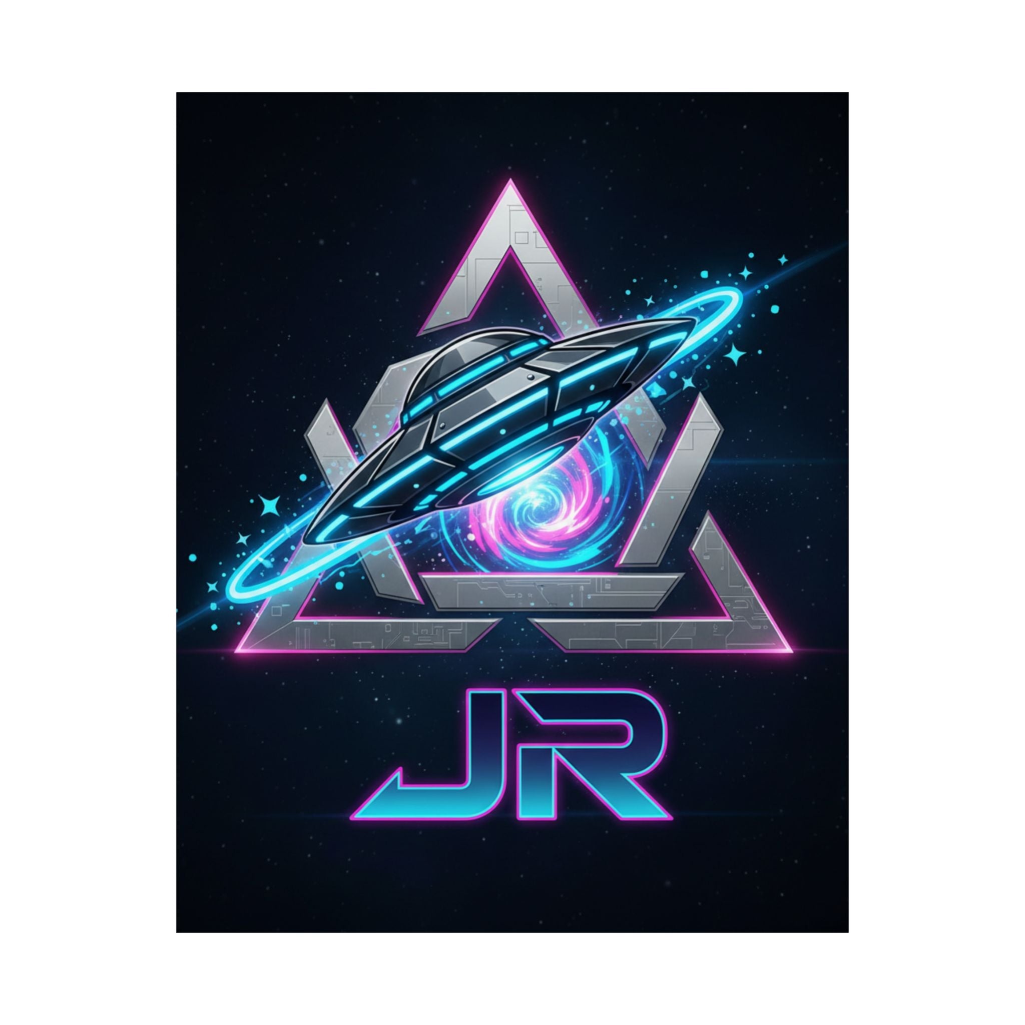 Retro Futuristic UFO Poster – Custom JR Matte Vertical Print
