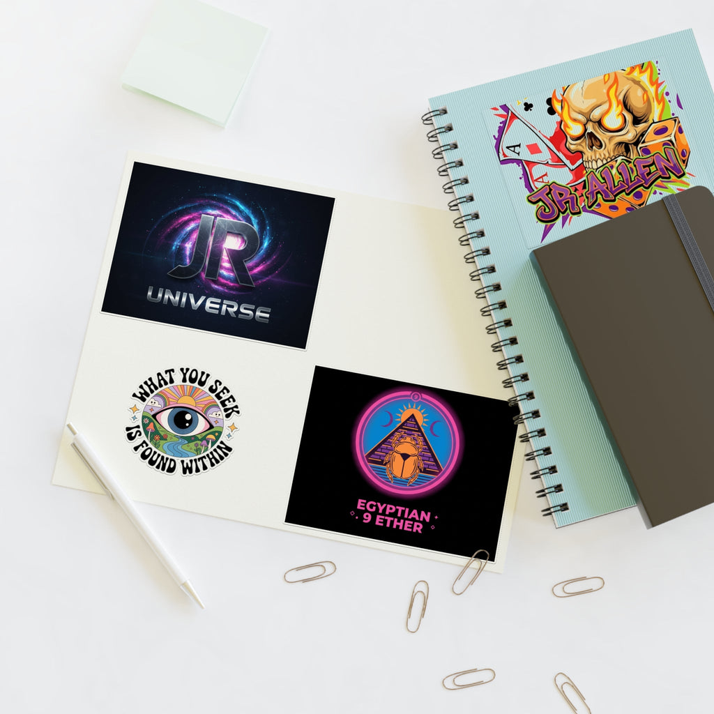 Retro Gamer & Mystic Sticker Sheet — Neon Skull, Egyptian Scarab & Inspiration Decals Printify