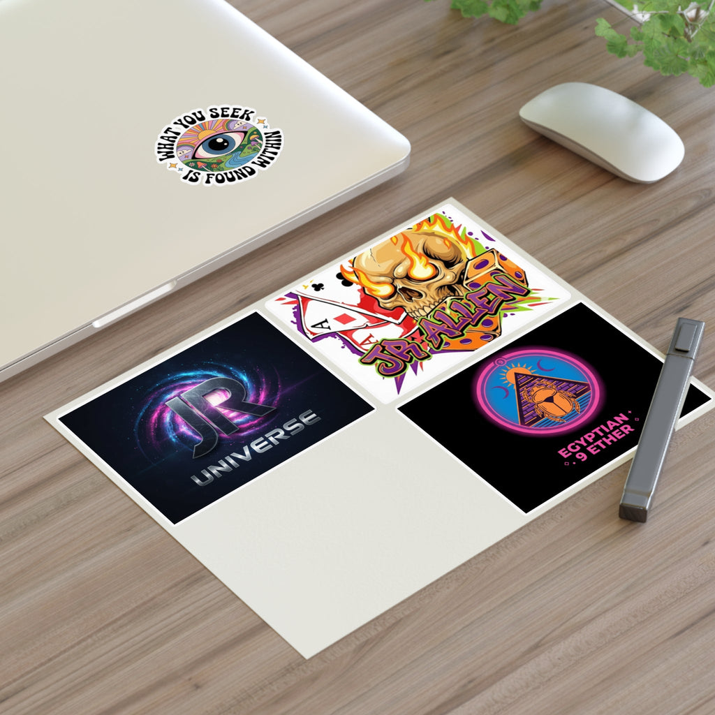 Retro Gamer & Mystic Sticker Sheet — Neon Skull, Egyptian Scarab & Inspiration Decals Printify