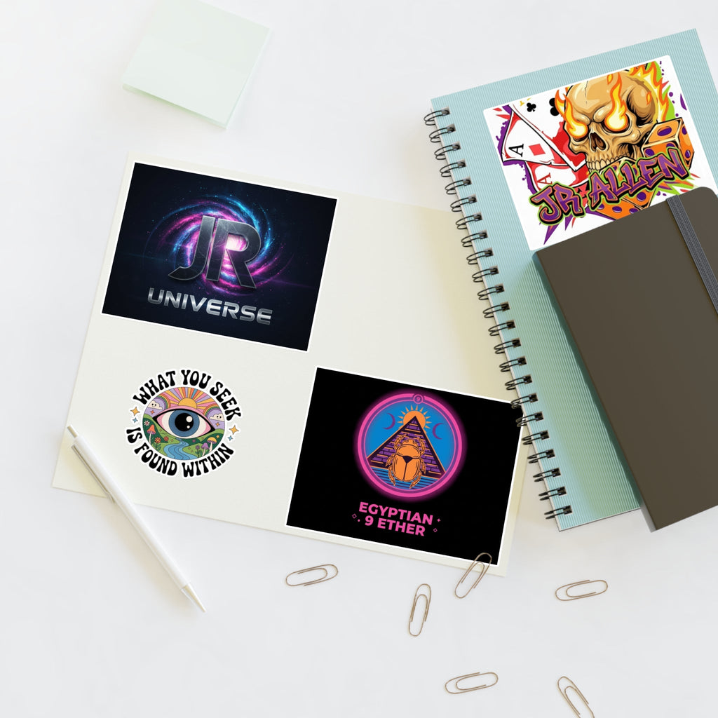 Retro Gamer & Mystic Sticker Sheet — Neon Skull, Egyptian Scarab & Inspiration Decals Printify