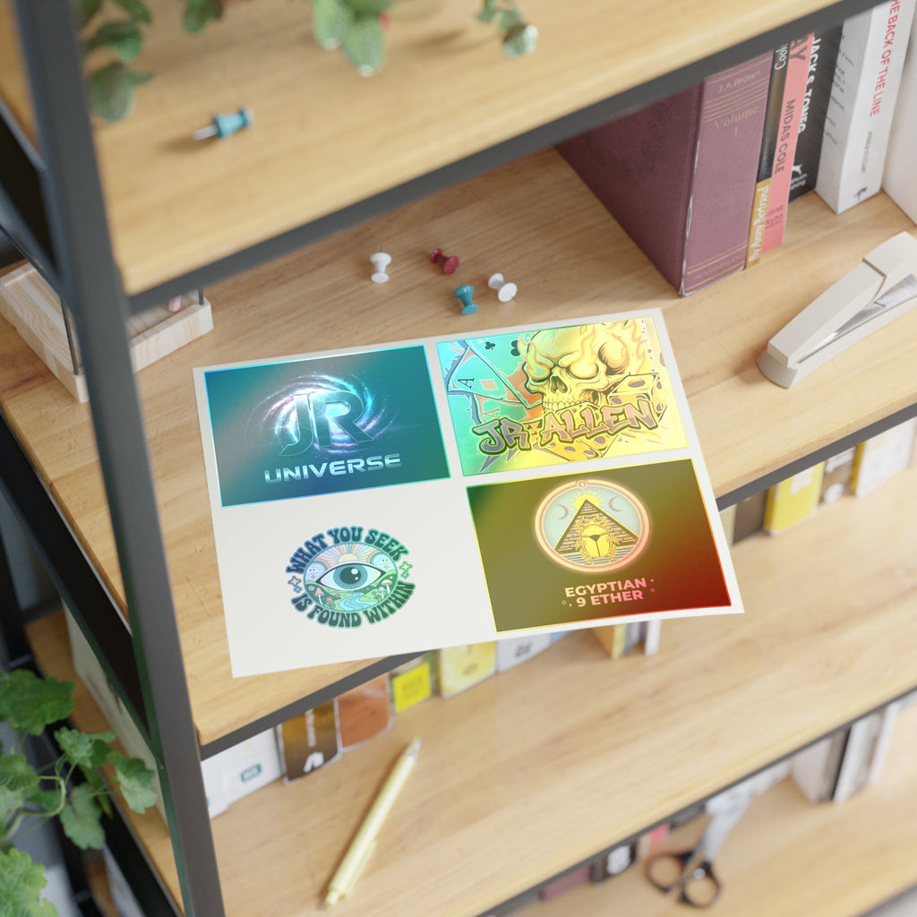 Retro Gamer & Mystic Sticker Sheet — Neon Skull, Egyptian Scarab & Inspiration Decals Printify