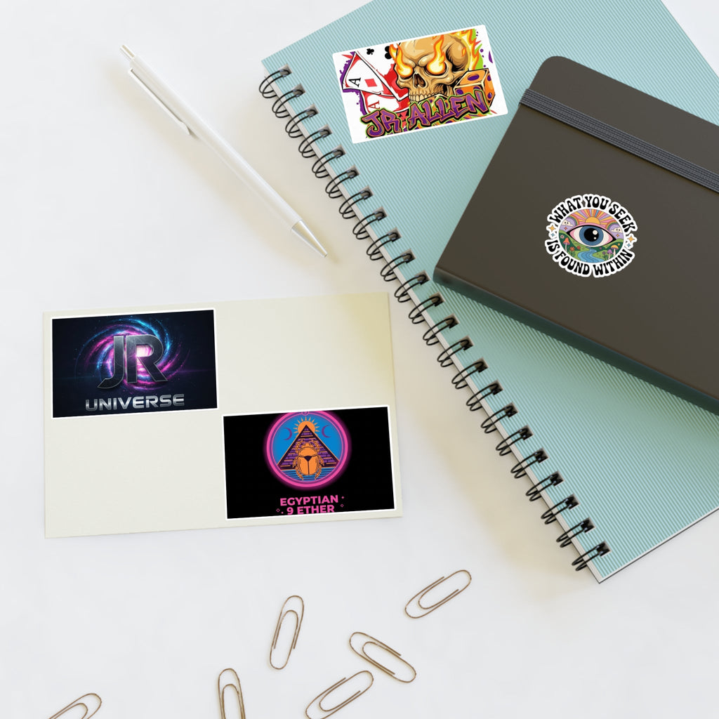 Retro Gamer & Mystic Sticker Sheet — Neon Skull, Egyptian Scarab & Inspiration Decals Printify