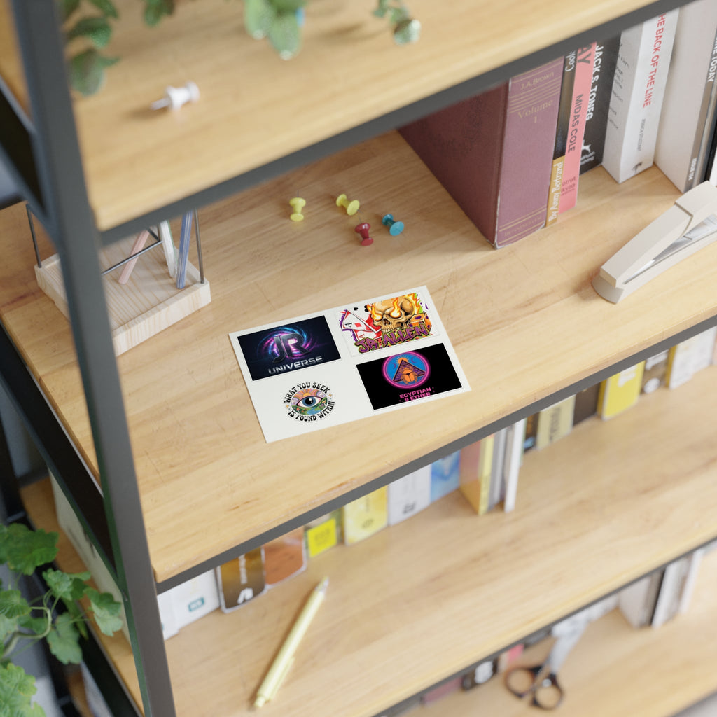 Retro Gamer & Mystic Sticker Sheet — Neon Skull, Egyptian Scarab & Inspiration Decals Printify