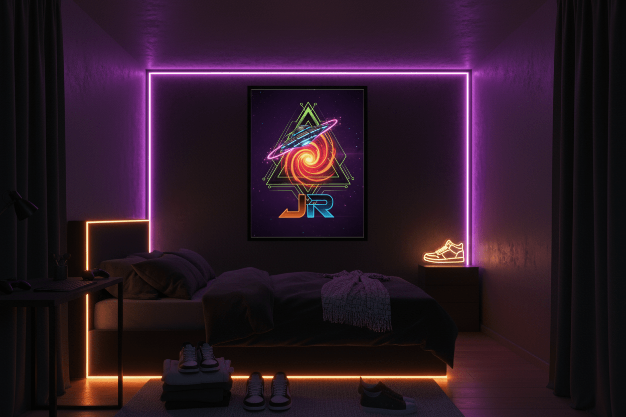 Bedroom with LED lights
