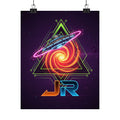 Retro Neon UFO Poster — JR Space Vortex Matte Vertical Poster Printify
