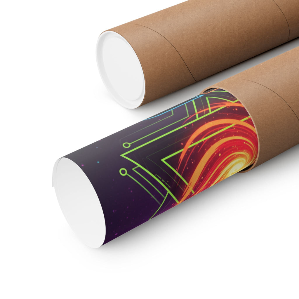 Retro Neon UFO Poster — JR Space Vortex Matte Vertical Poster Printify