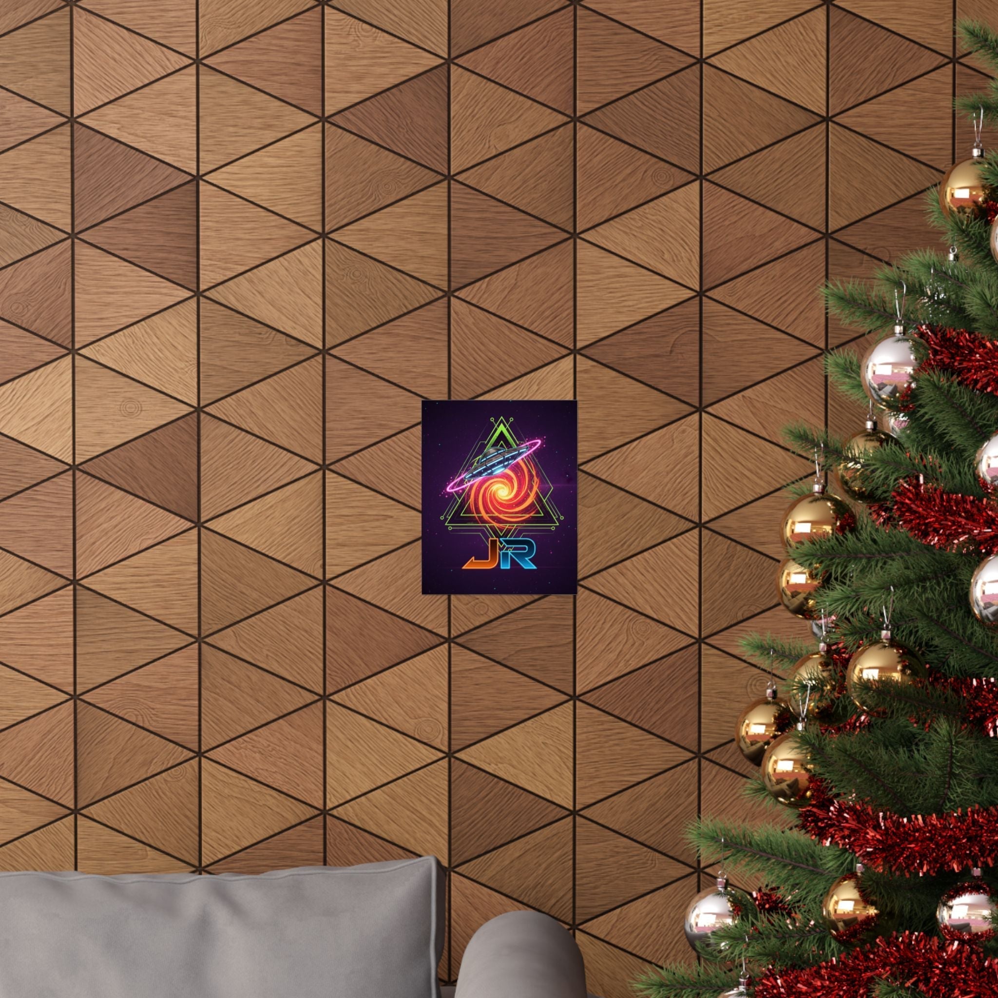Retro Neon UFO Poster — JR Space Vortex Matte Vertical Poster Printify
