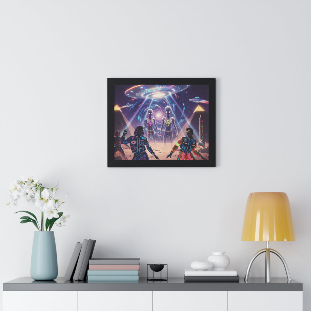 Retro Space Invaders Poster Framed Horizontal | Sci‑Fi Aliens Art Printify