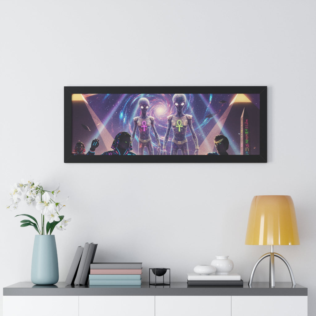 Retro Space Invaders Poster Framed Horizontal | Sci‑Fi Aliens Art Printify