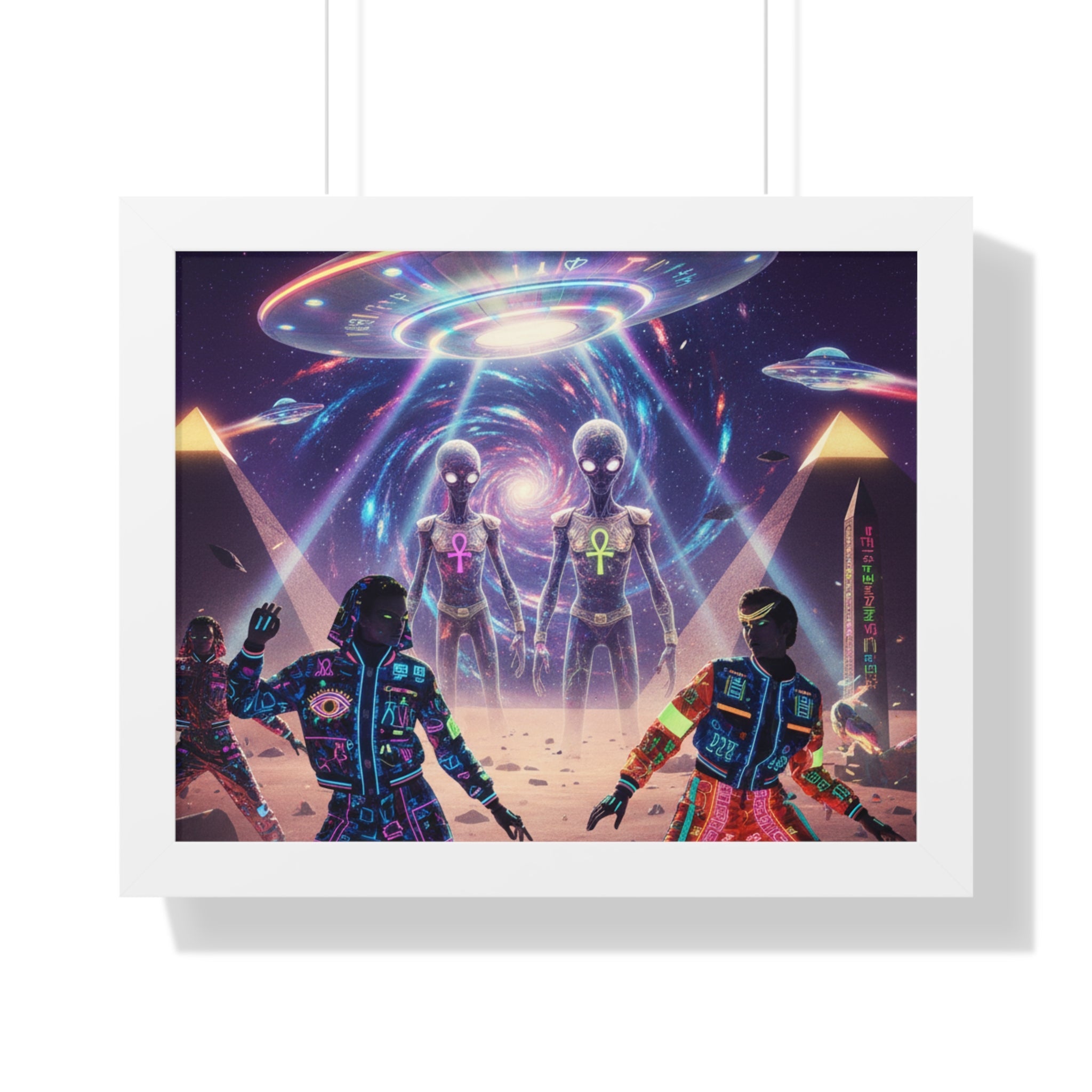 Retro Space Invaders Poster Framed Horizontal | Sci‑Fi Aliens Art Printify