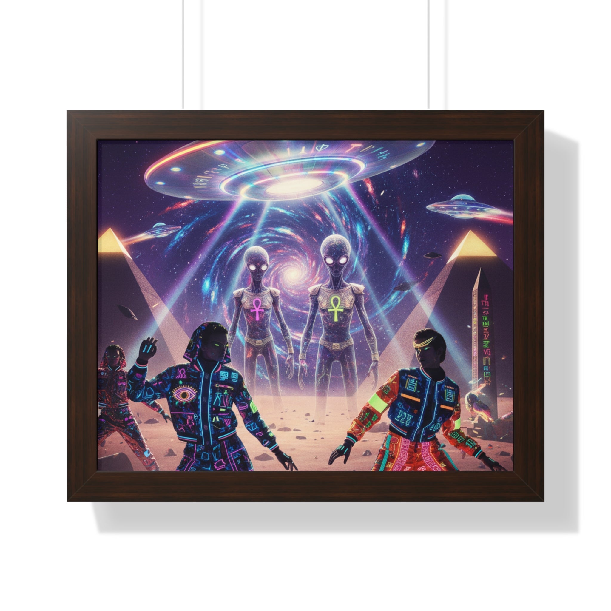Retro Space Invaders Poster Framed Horizontal | Sci‑Fi Aliens Art Printify