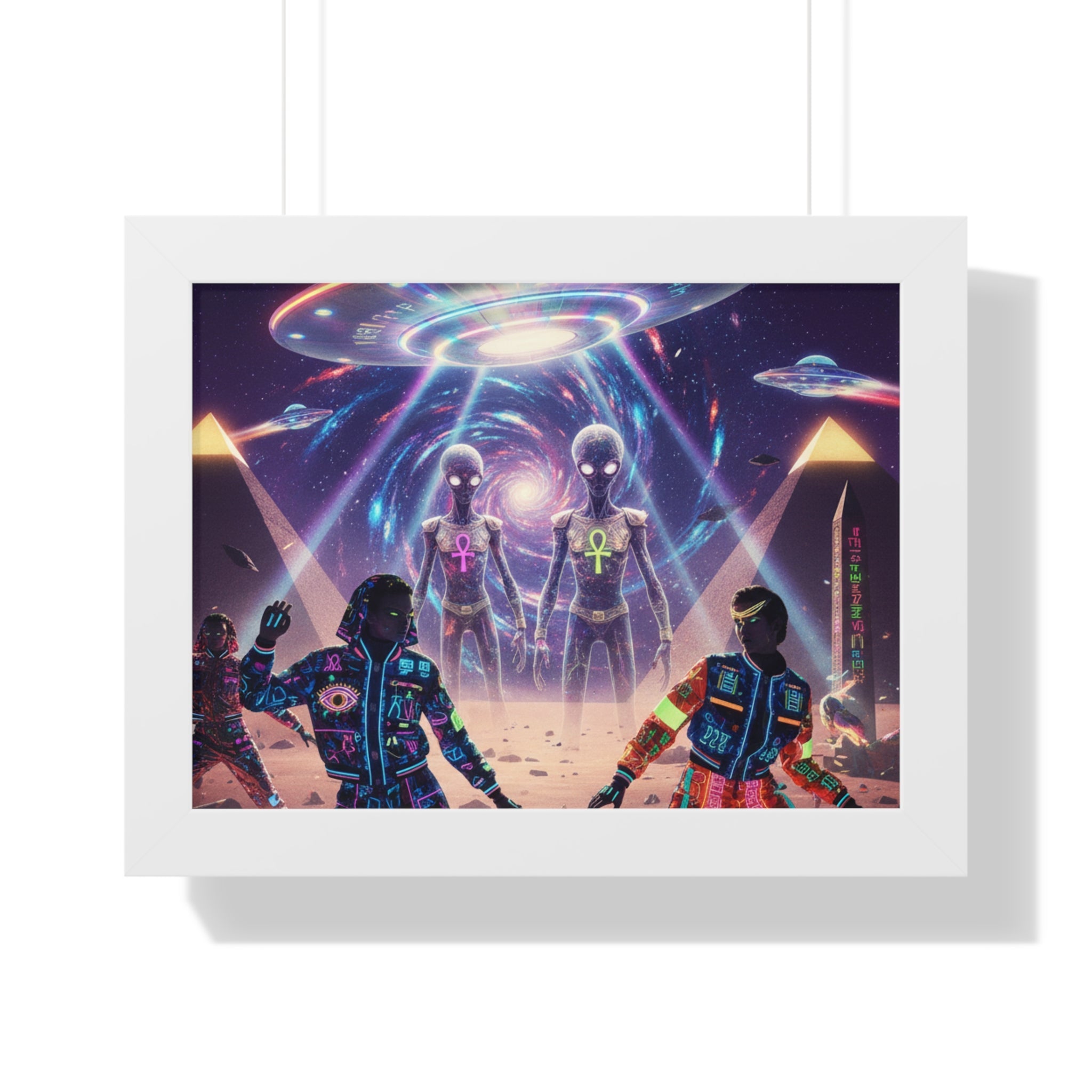 Retro Space Invaders Poster Framed Horizontal | Sci‑Fi Aliens Art Printify