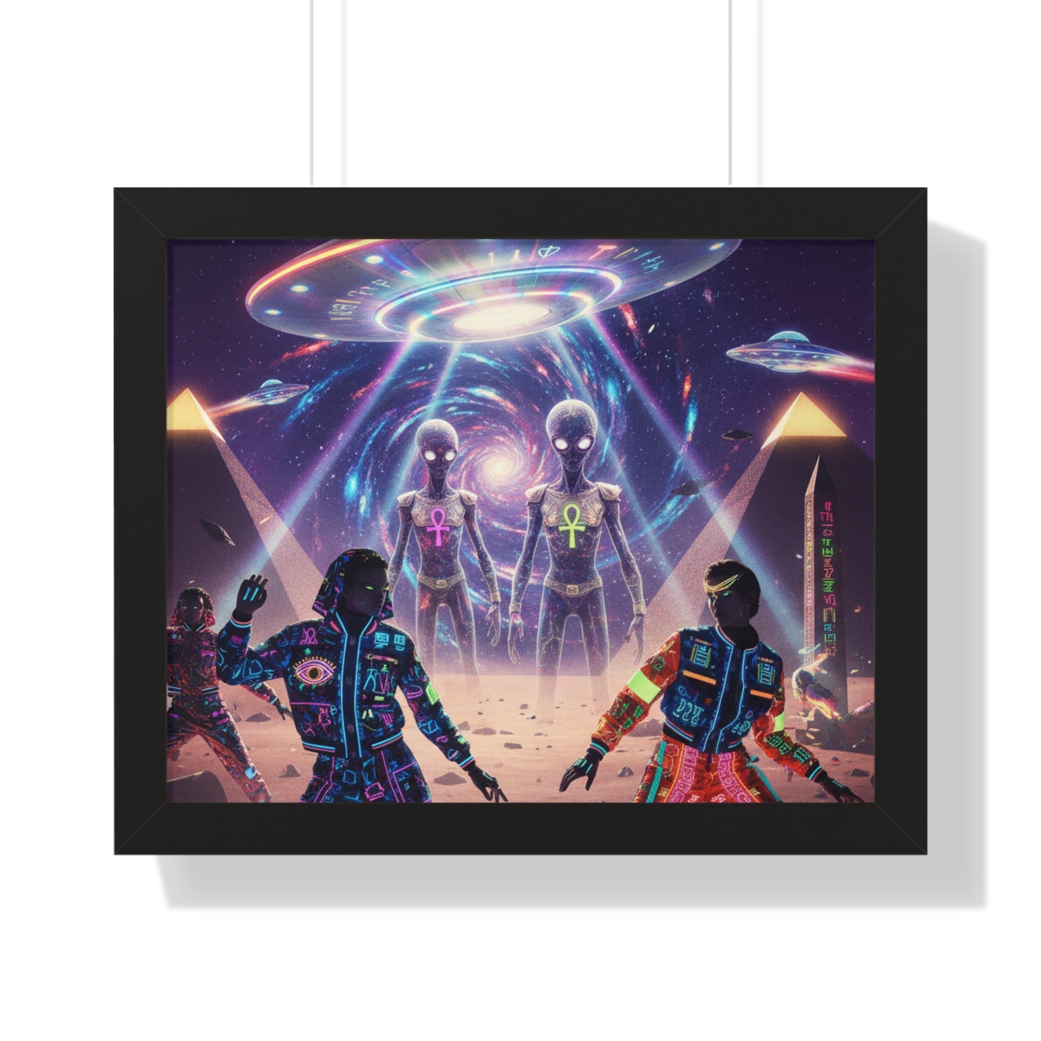 Retro Space Invaders Poster Framed Horizontal | Sci‑Fi Aliens Art Printify