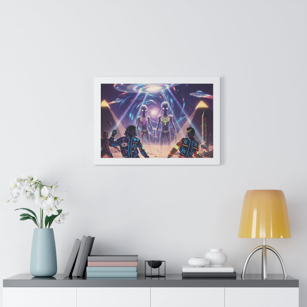 Retro Space Invaders Poster Framed Horizontal | Sci‑Fi Aliens Art Printify
