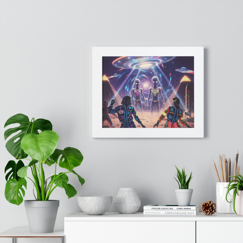Retro Space Invaders Poster Framed Horizontal | Sci‑Fi Aliens Art Printify