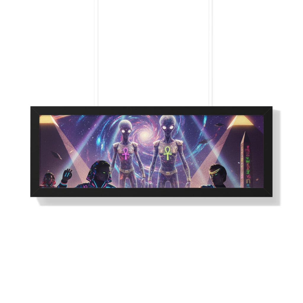 Retro Space Invaders Poster Framed Horizontal | Sci‑Fi Aliens Art Printify