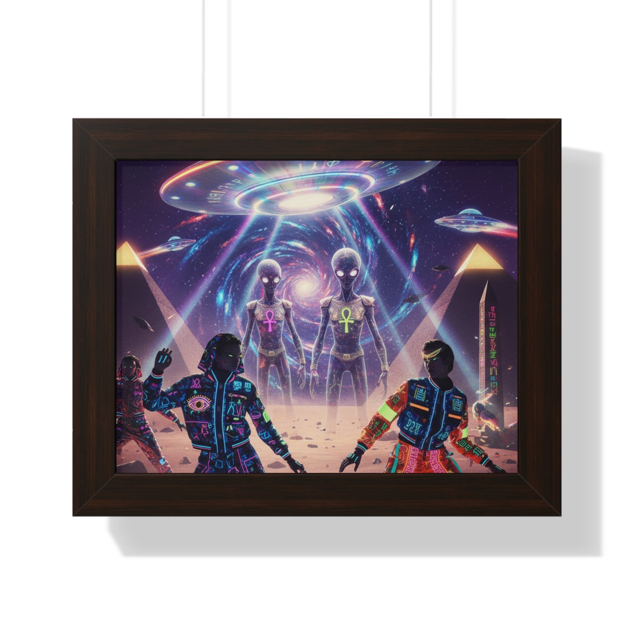 Retro Space Invaders Poster Framed Horizontal | Sci‑Fi Aliens Art Printify