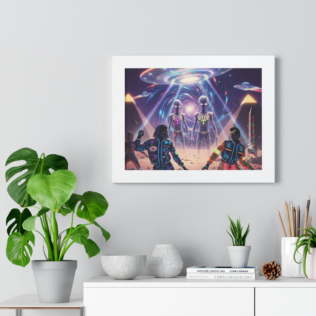 Retro Space Invaders Poster Framed Horizontal | Sci‑Fi Aliens Art Printify
