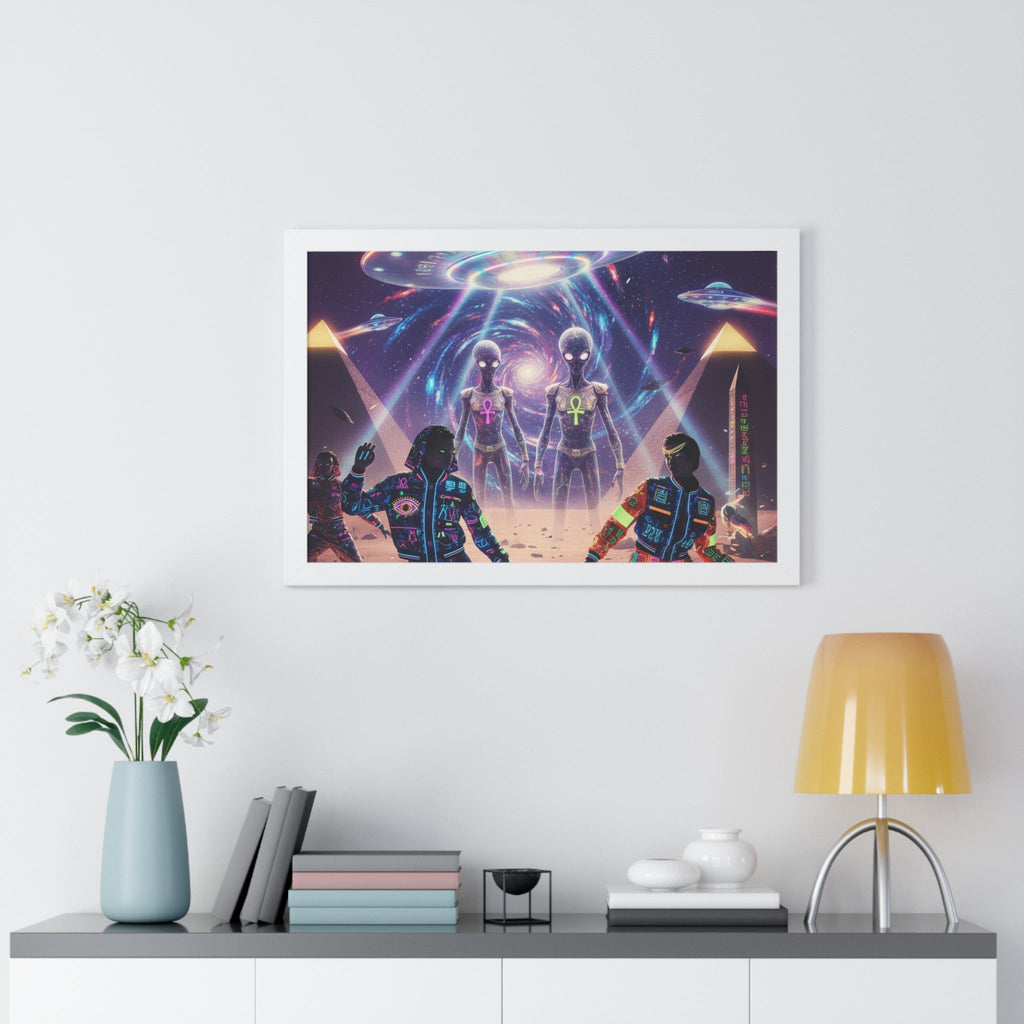 Retro Space Invaders Poster Framed Horizontal | Sci‑Fi Aliens Art Printify