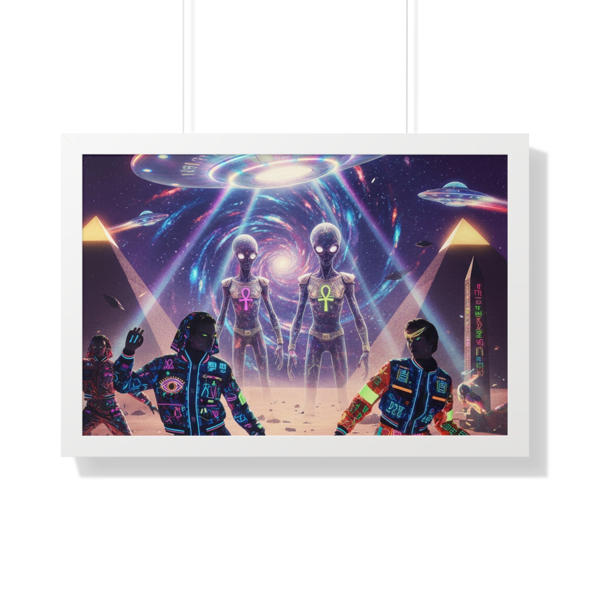Retro Space Invaders Poster Framed Horizontal | Sci‑Fi Aliens Art Printify