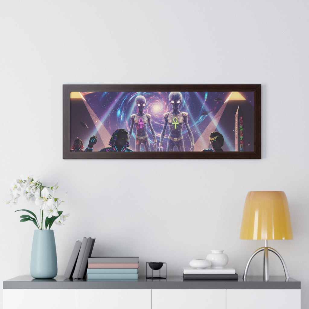 Retro Space Invaders Poster Framed Horizontal | Sci‑Fi Aliens Art Printify