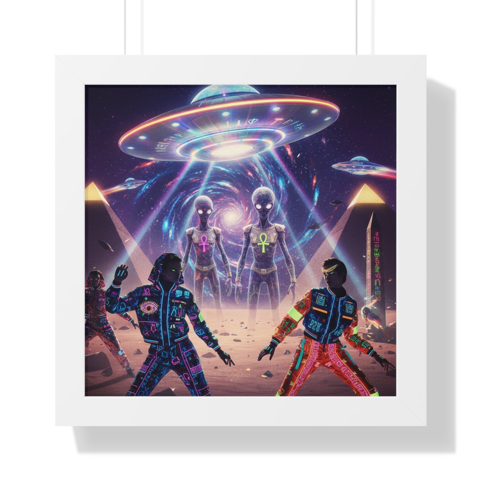 Retro Space Invaders Poster Framed Horizontal | Sci‑Fi Aliens Art Printify