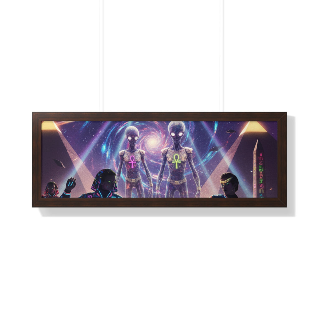 Retro Space Invaders Poster Framed Horizontal | Sci‑Fi Aliens Art Printify