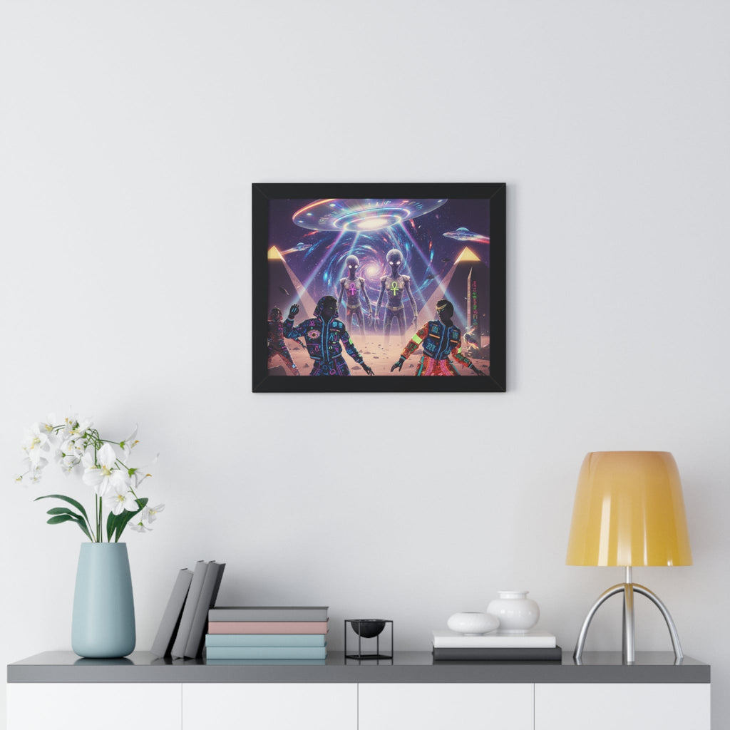 Retro Space Invaders Poster Framed Horizontal | Sci‑Fi Aliens Art Printify