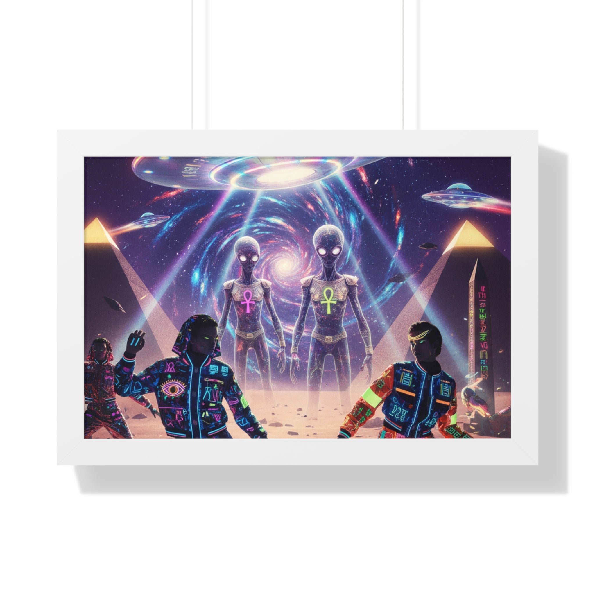 Retro Space Invaders Poster Framed Horizontal | Sci‑Fi Aliens Art Printify