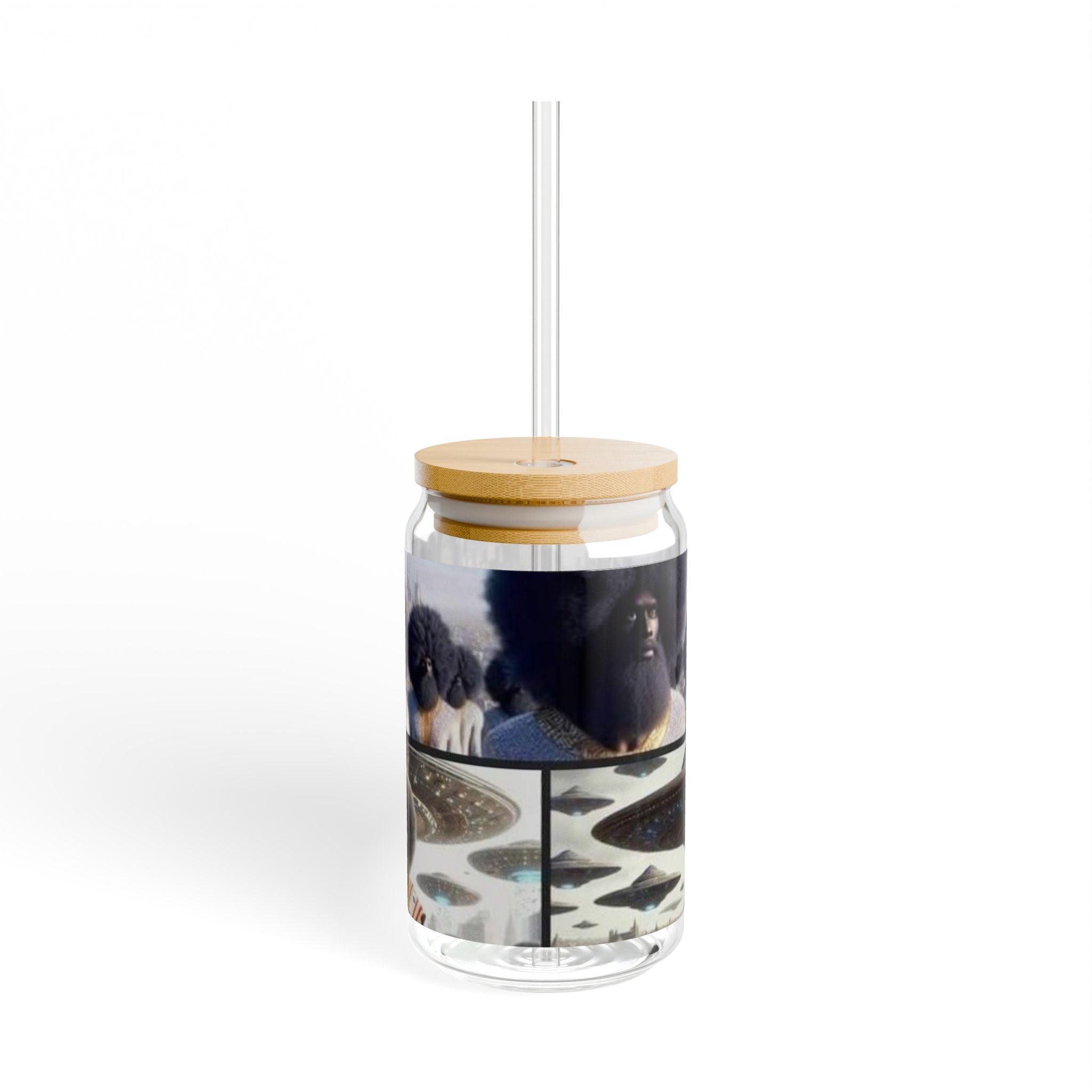 Retro Style Sipper Glass, Stylish Drinkware, Eco-Friendly Beverage Container, Perfect Gift, Summer Essentials, Home Decor