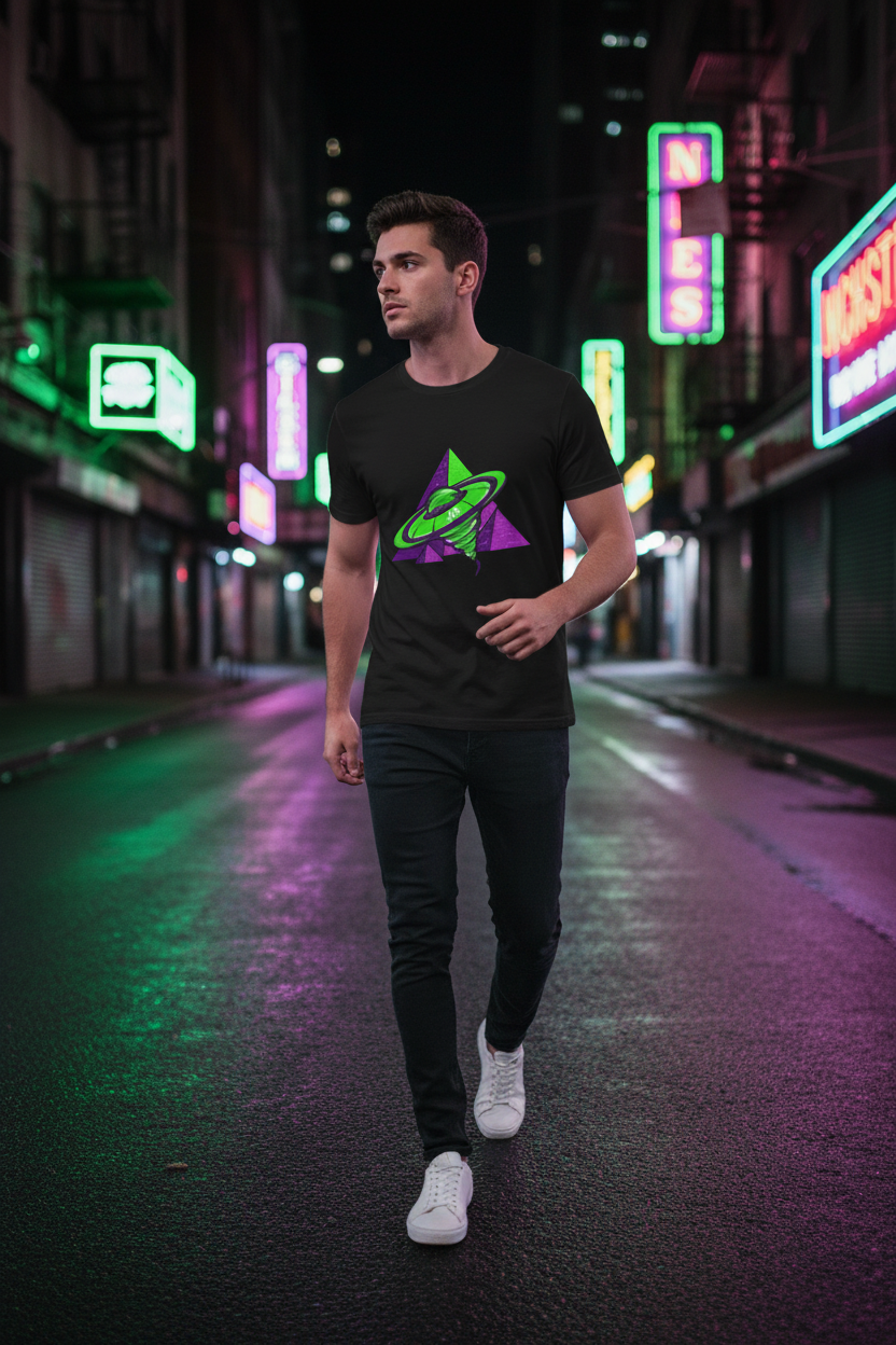Retro UFO Vortex Tee — Walking Night City Lifestyle