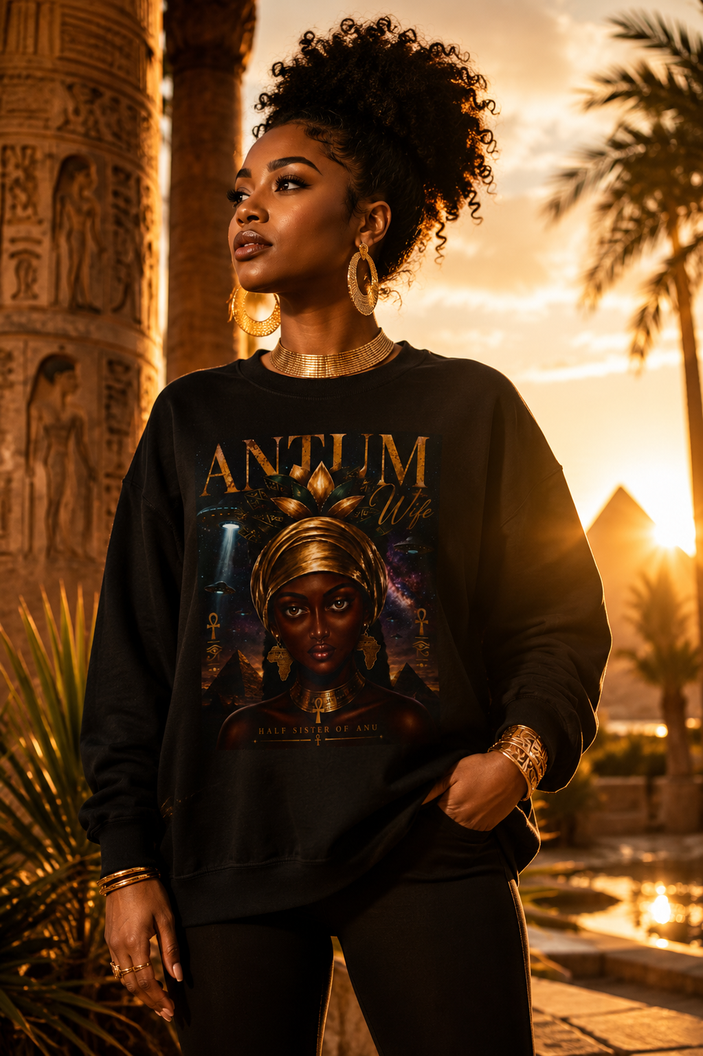 Anitum Afrocentric Goddess Crewneck Sweatshirt