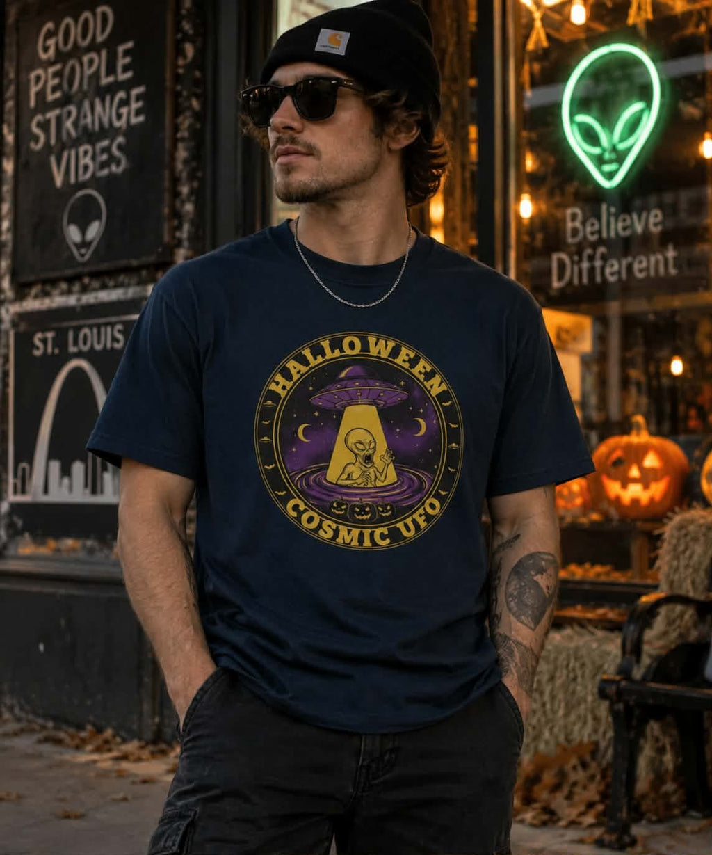 Halloween Cosmic UFO Tee – Alien Spooky Streetwear