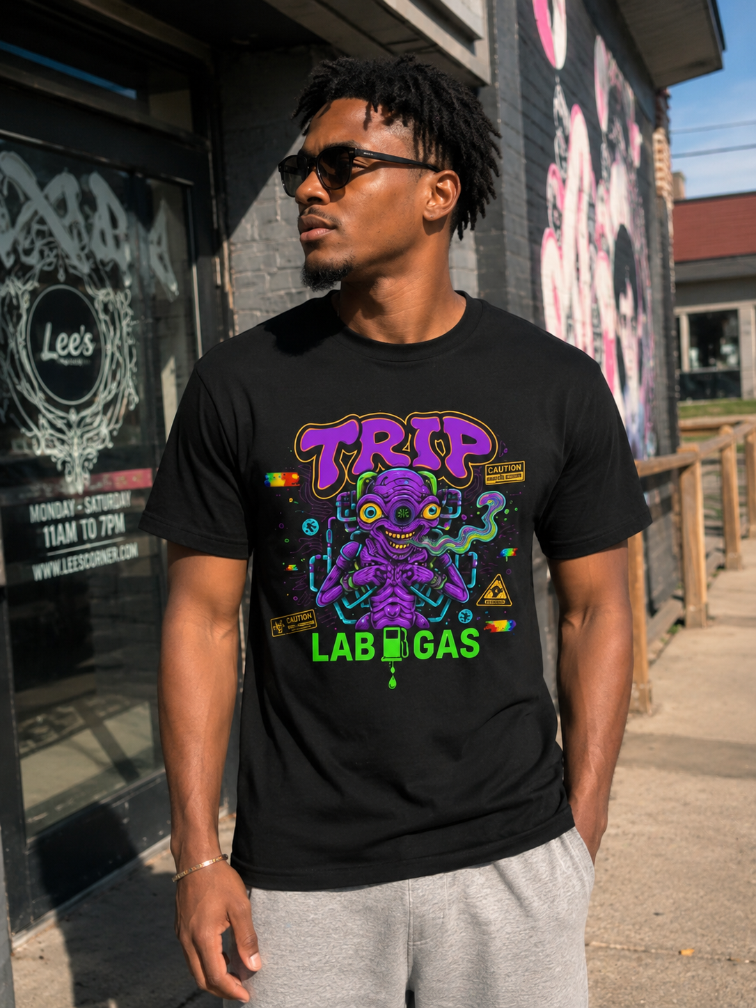 Trip Lab Gas Tee — Neon Octopus Chemist Graphic T-Shirt